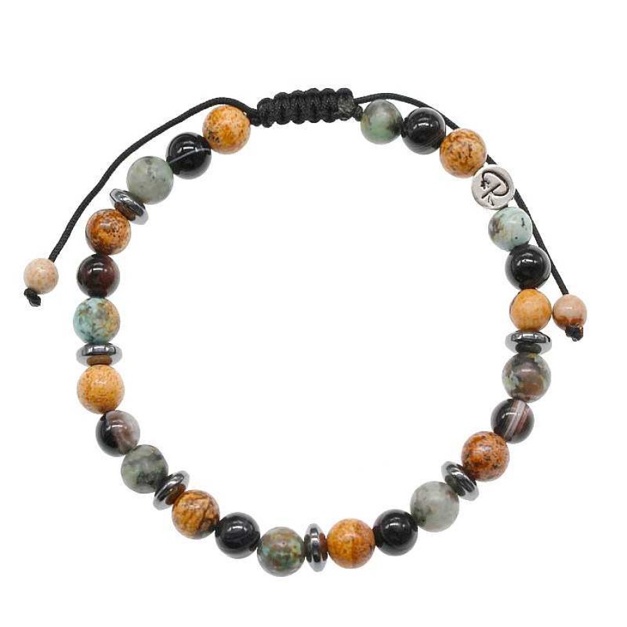 Reve de Jade | Bracelet Rapha L - Jaspe Paysage, Turquoise Et Agate