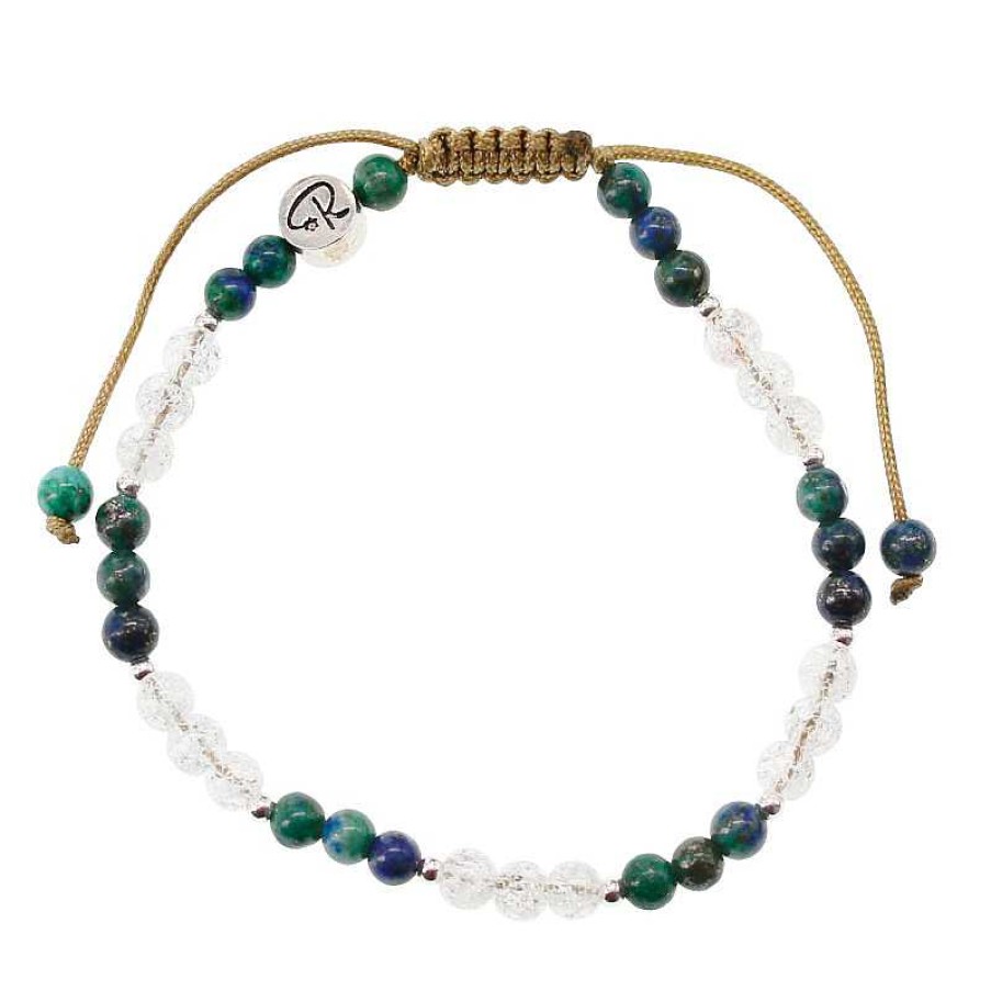 Reve de Jade | Bracelet Bicolore - Azurite Malachite Et Cristal De Roche Craquel