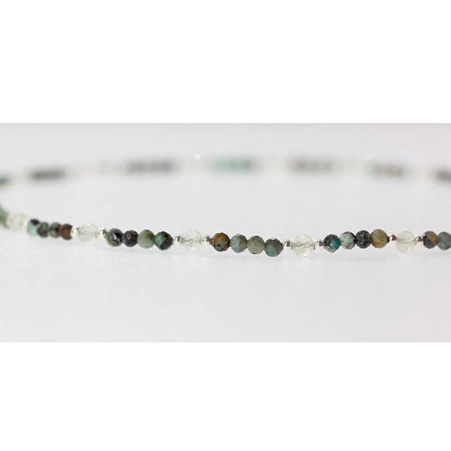 Reve de Jade | Collier Ras De Cou En Turquoise D'Afrique, Pr Hnite Et Argent 925