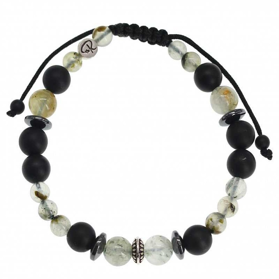 Reve de Jade | Bracelet C Leste - Agate Noire, H Matite, Argent 925 Et Pierre