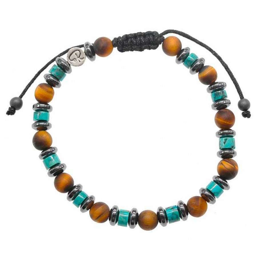 Reve de Jade | Bracelet Micka L - Turquoise, Oeil De Tigre Et H Matite