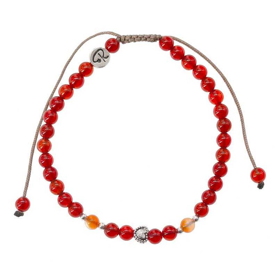 Reve de Jade | Bracelet Joli Coeur - Cornaline, Agate Orange Et Argent 925