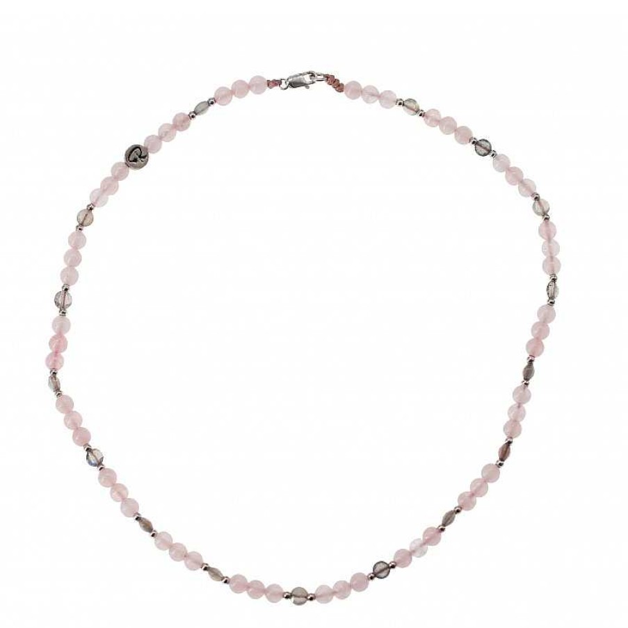 Reve de Jade | Ras De Cou Tendresse - Quartz Rose, Labradorite Et Argent 925