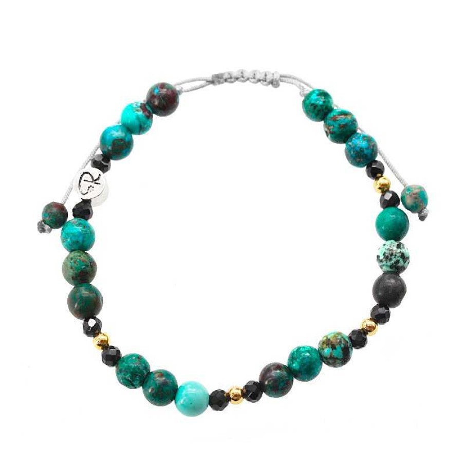 Reve de Jade | Bracelet En Chrysocolle, Spinelle Et Plaqu Or