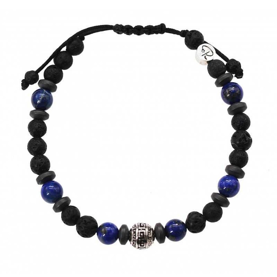 Reve de Jade | Bracelet Arenal En Pierre De Lave, Lapis Lazuli Et H Matite