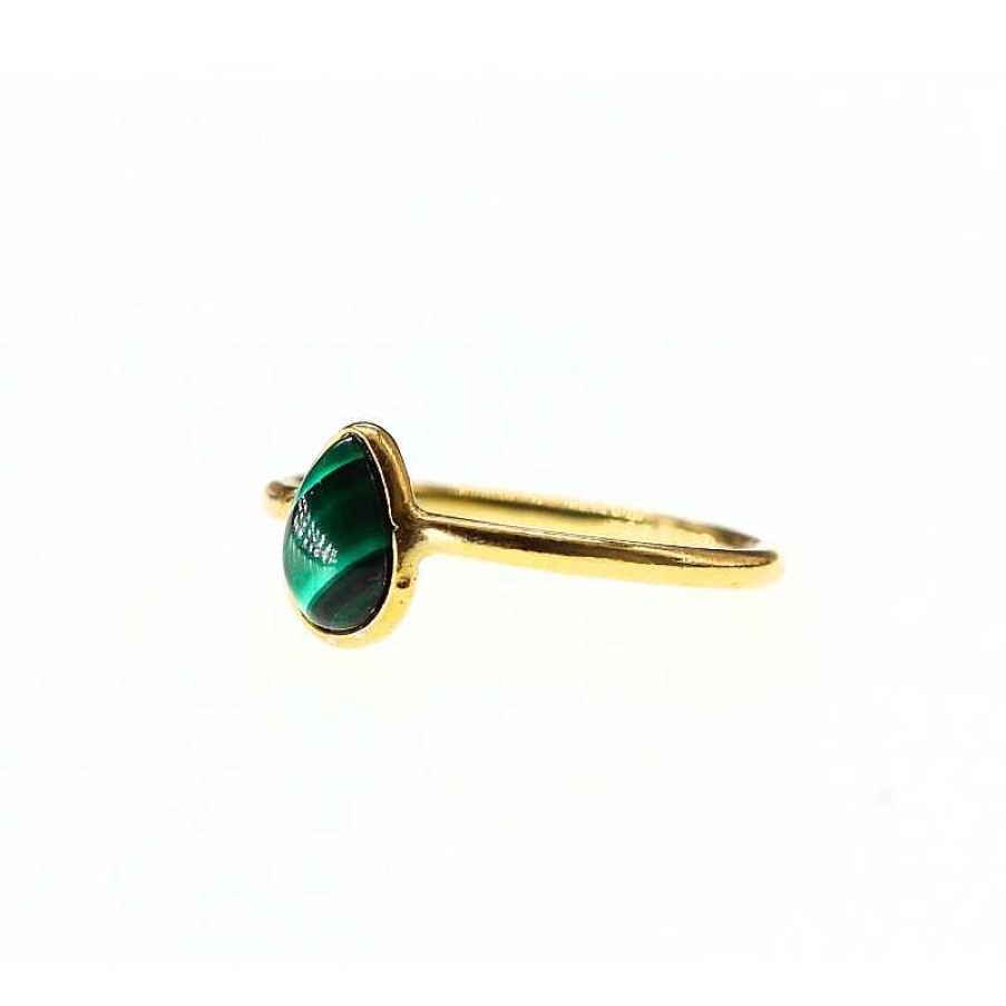 Reve de Jade | Bague Sonia - Malachite Et Plaqu Or