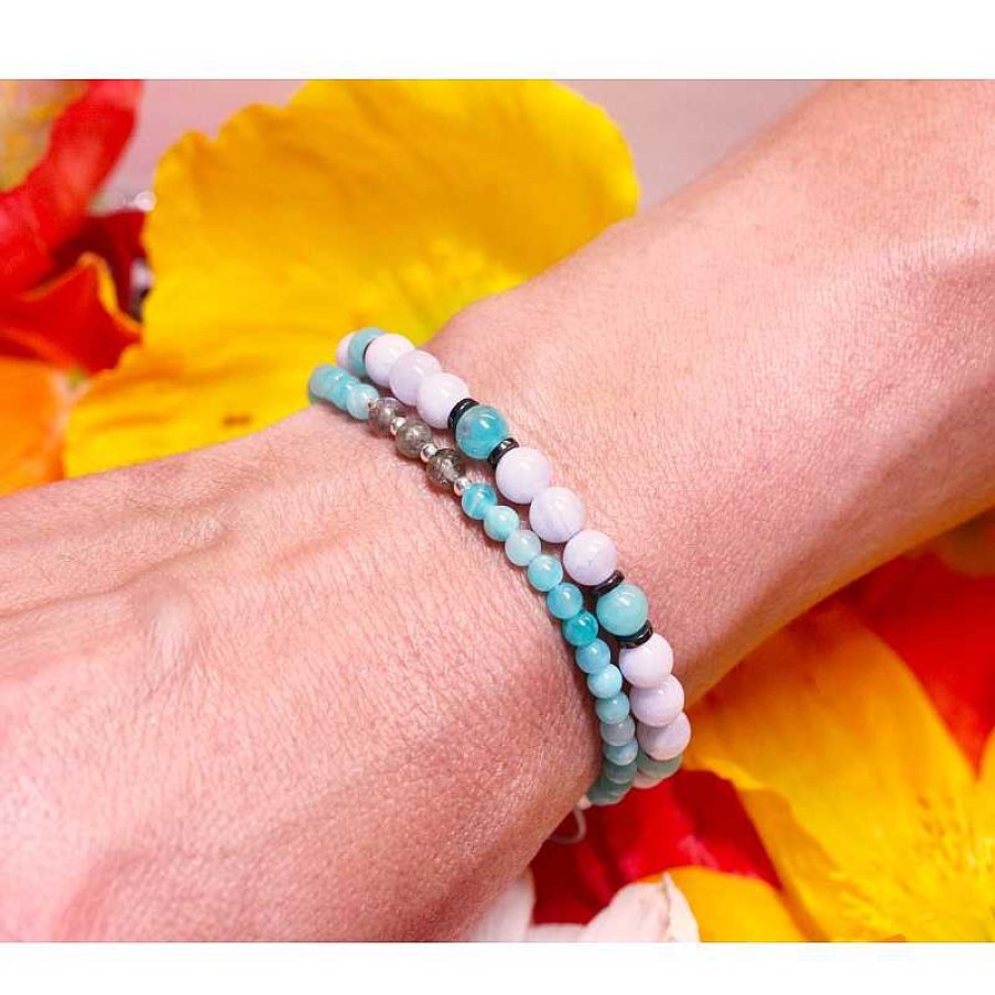 Reve de Jade | Bracelet Aurore - Agate Blue Lace, Amazonite Et H Matite