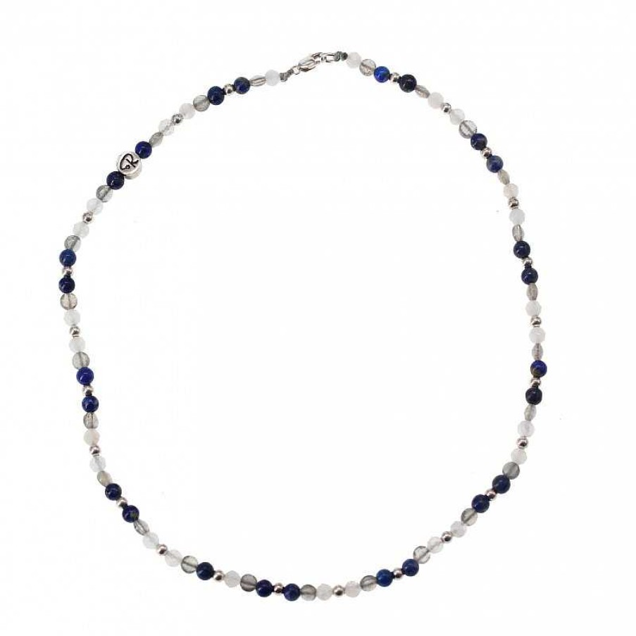 Reve de Jade | Collier Ras De Cou En Lapis Lazuli, Labradorite, Pierre De Lune Et Argent 925