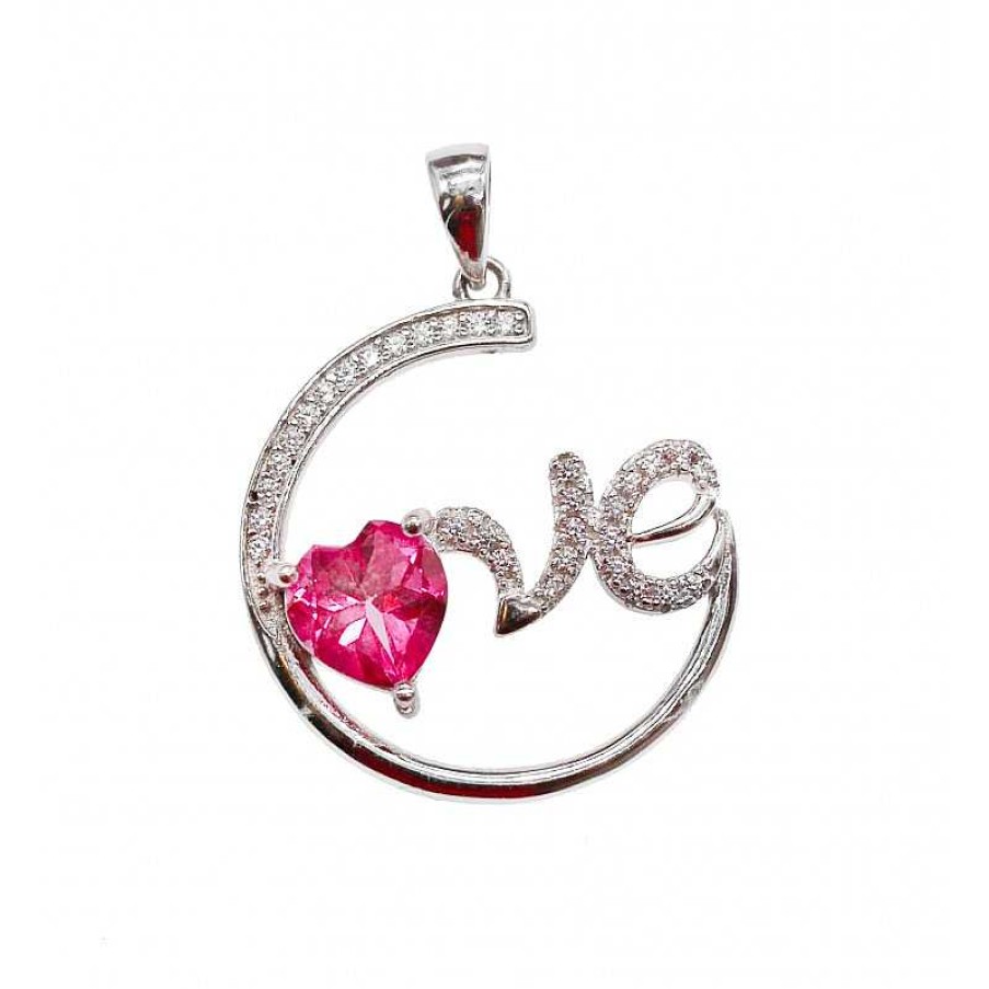 Reve de Jade | Pendentif Love En Topaze Rose Et Argent 925