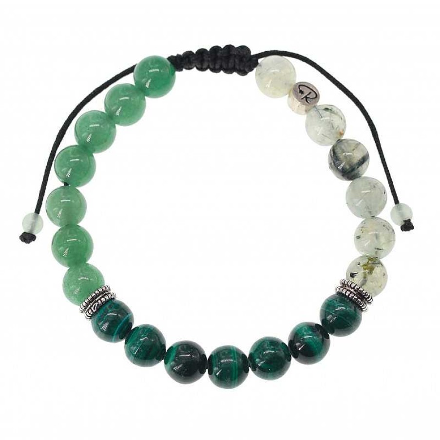 Reve de Jade | Bracelet Jupiter - Aventurine, Malachite, Pr Hnite Et Argent 925