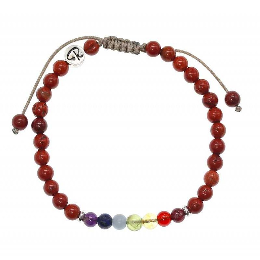 Reve de Jade | Bracelet Racine - Jaspe Rouge Et 7 Chakras