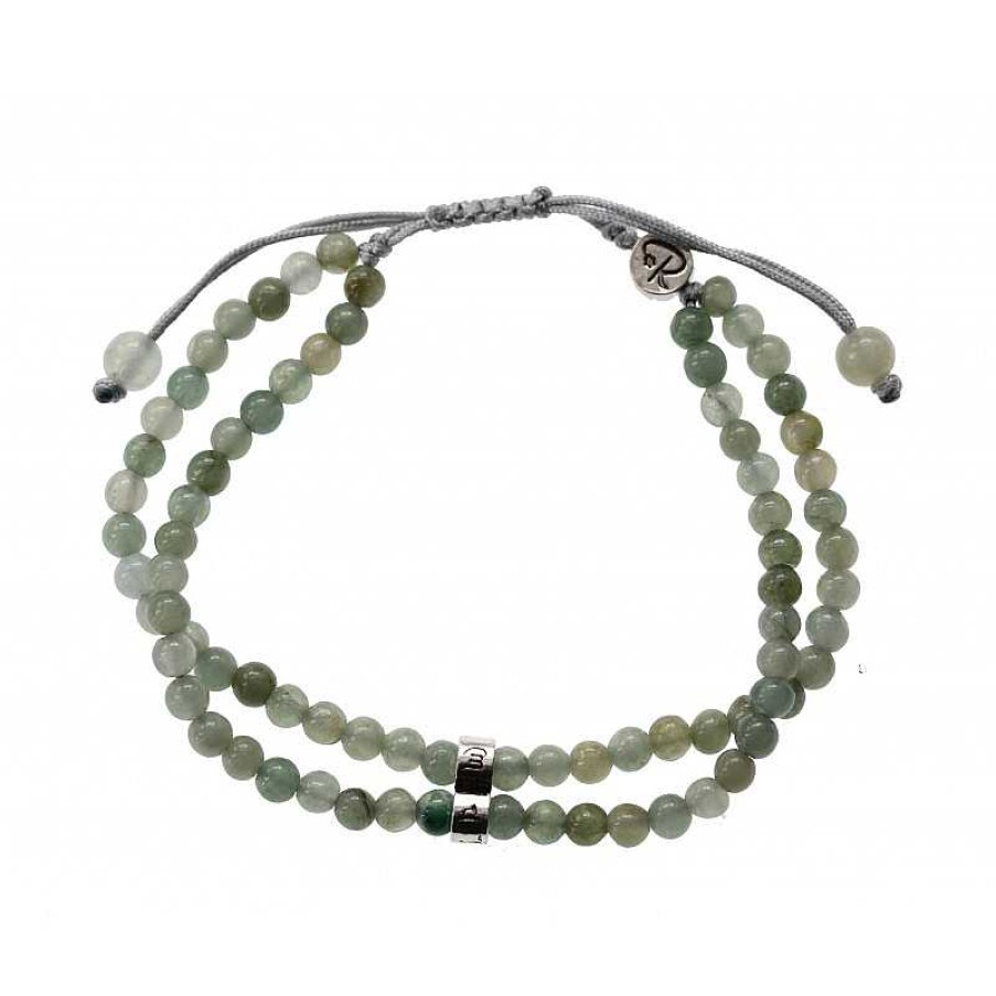 Reve de Jade | Bracelet Double Rang En Jade Vert Et Argent 925