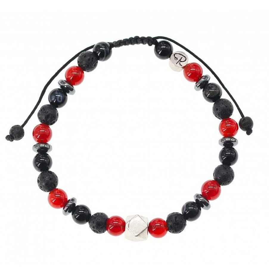 Reve de Jade | Bracelet Baby Presley - Cornaline, Agate Noire Et Argent 925