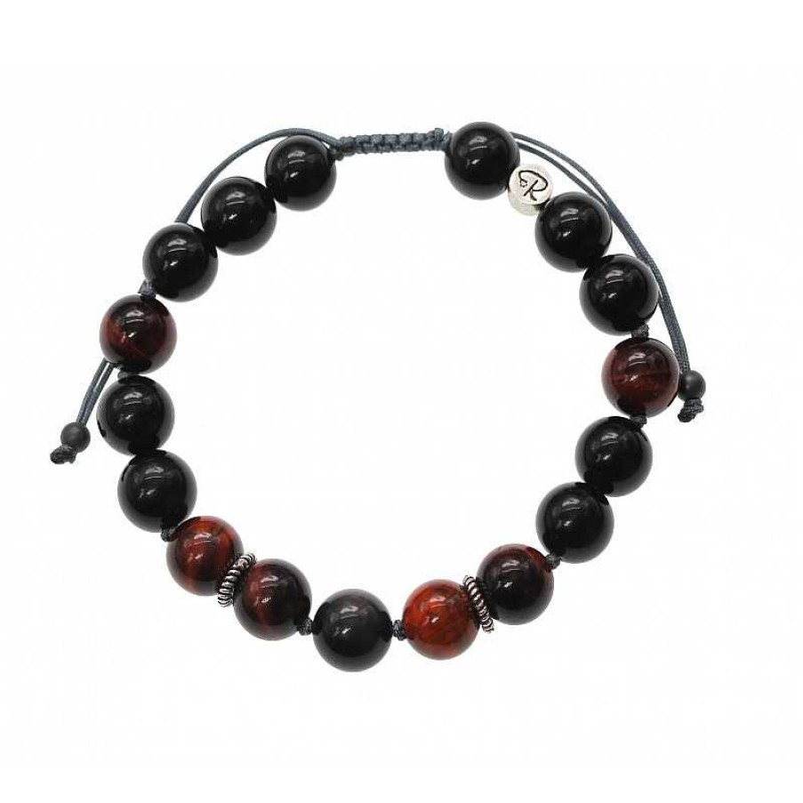 Reve de Jade | Bracelet Energie En Obsidienne Oeil C Leste Et Oeil De Taureau, Argent 925