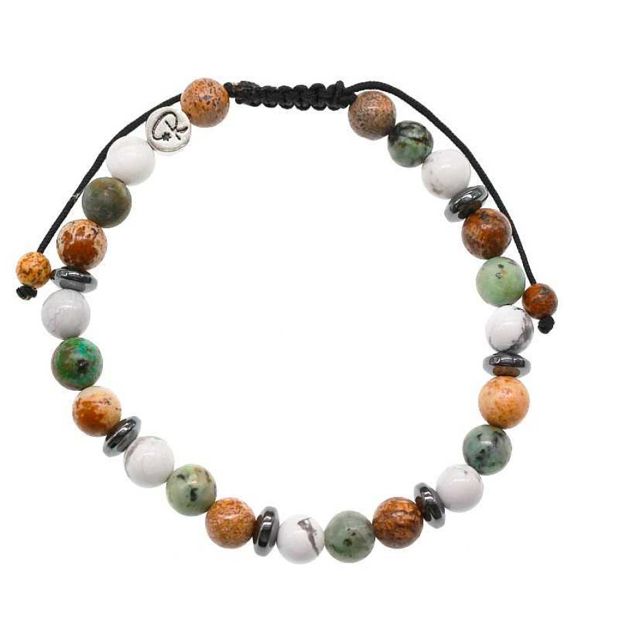 Reve de Jade | Bracelet Rapha L - Jaspe Paysage, Turquoise Et Howlite