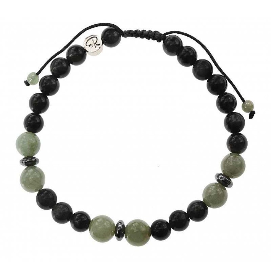 Reve de Jade | Bracelet En Obsidienne Oeil C Leste Et Jade Vert Pour Homme