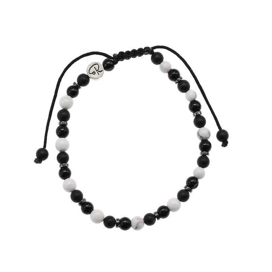 Reve de Jade | Bracelet De Couple - Howlite, Agate Noire Et Onyx