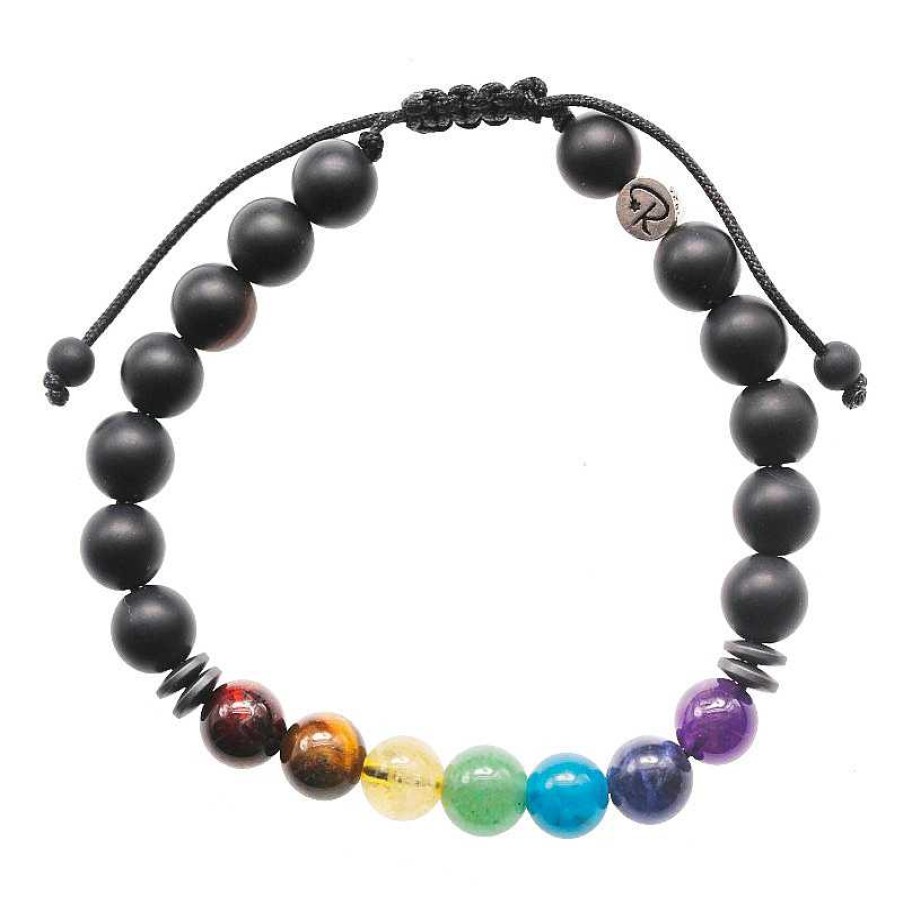 Reve de Jade | Bracelet Envo Tant 7 Chakras Et Agate Noire