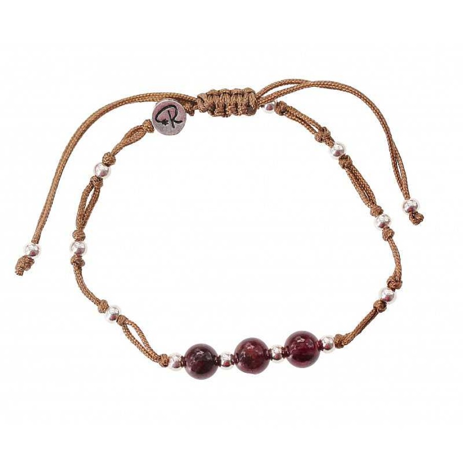 Reve de Jade | Bracelet Trio En Pierre - Grenat Rouge Et Argent