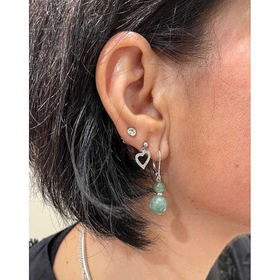 Reve de Jade | Boucles D'Oreilles El Gance En Jade Vert Et Argent