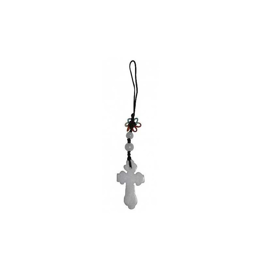 Reve de Jade | Porte Clefs Fil Croix En Jade