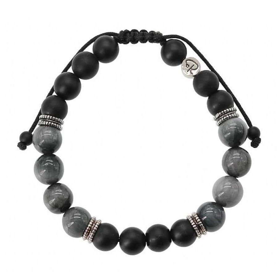 Reve de Jade | Bracelet Jupiter - Quartz Oeil De Chat Et Agate Noire