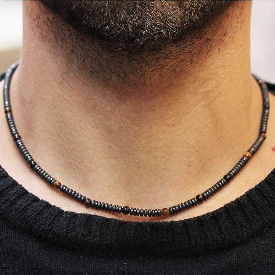 Reve de Jade | Collier Aris Homme H Matite Et 3 X Oeil - Tigre Taureau Faucon