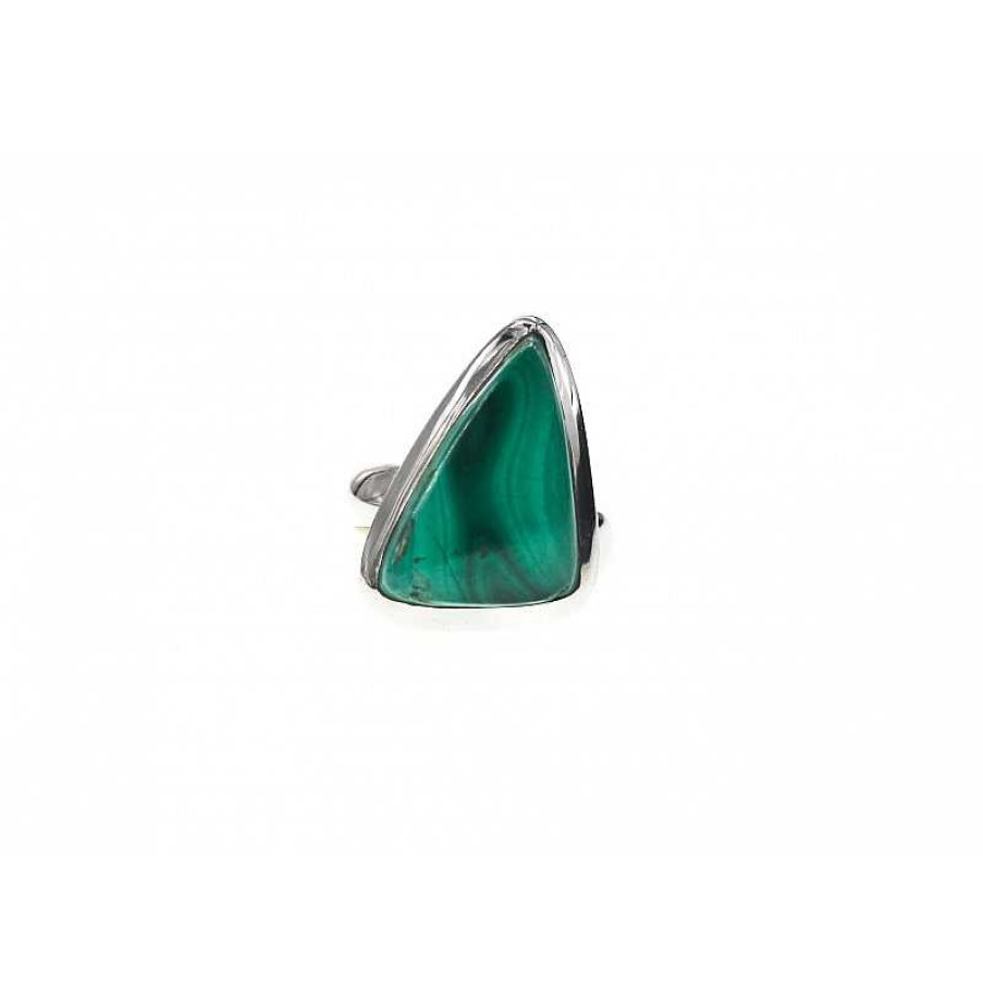 Reve de Jade | Bague Triangle Malachite Sur Argent 925