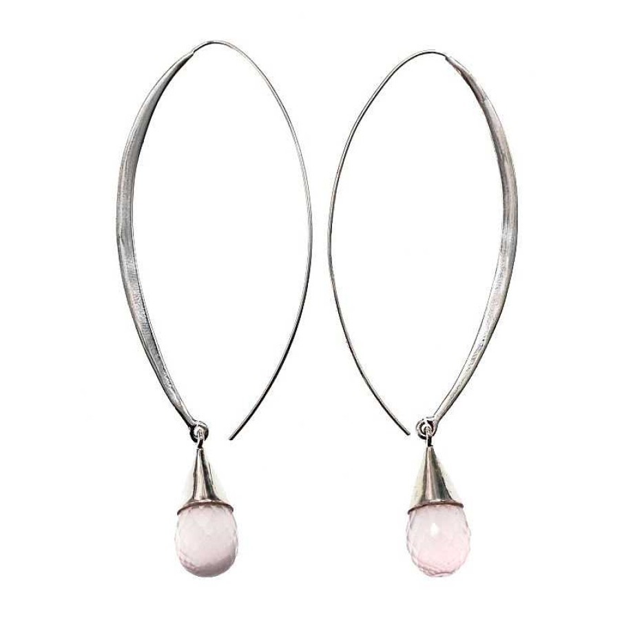 Reve de Jade | Boucles D'Oreille Pendantes En Quartz Rose