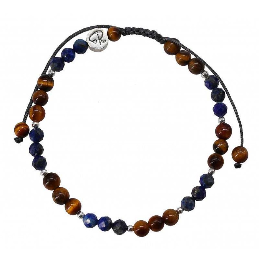 Reve de Jade | Bracelet Bicolore - Lapis Lazuli, Oeil De Tigre Et Argent 925