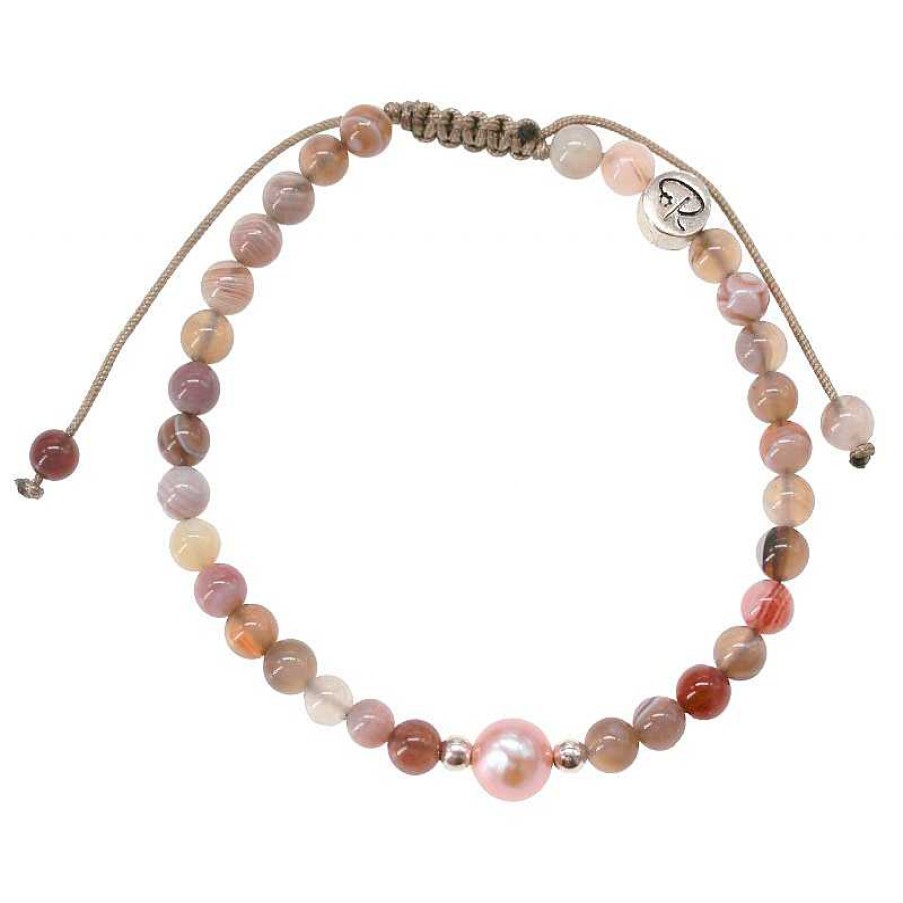 Reve de Jade | Bracelet Pearl - Rhodochrosite, Perle De Culture Et Argent 925