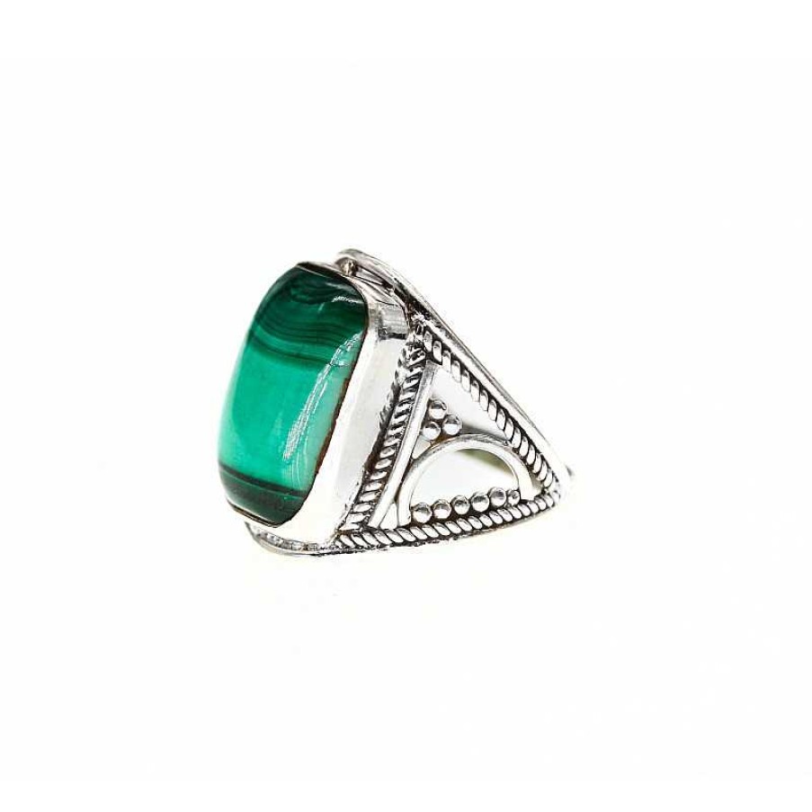 Reve de Jade | Bague Malachite Sur Argent 925