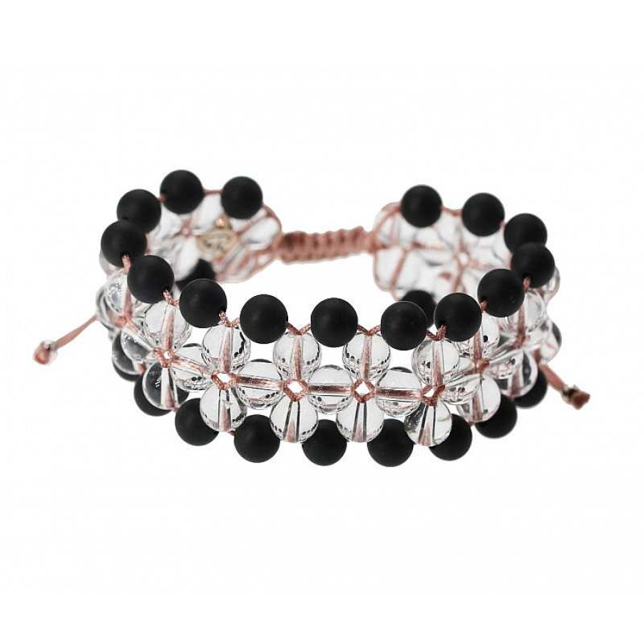 Reve de Jade | Bracelet S R Nit - Cristal De Roche Et Agate Noire