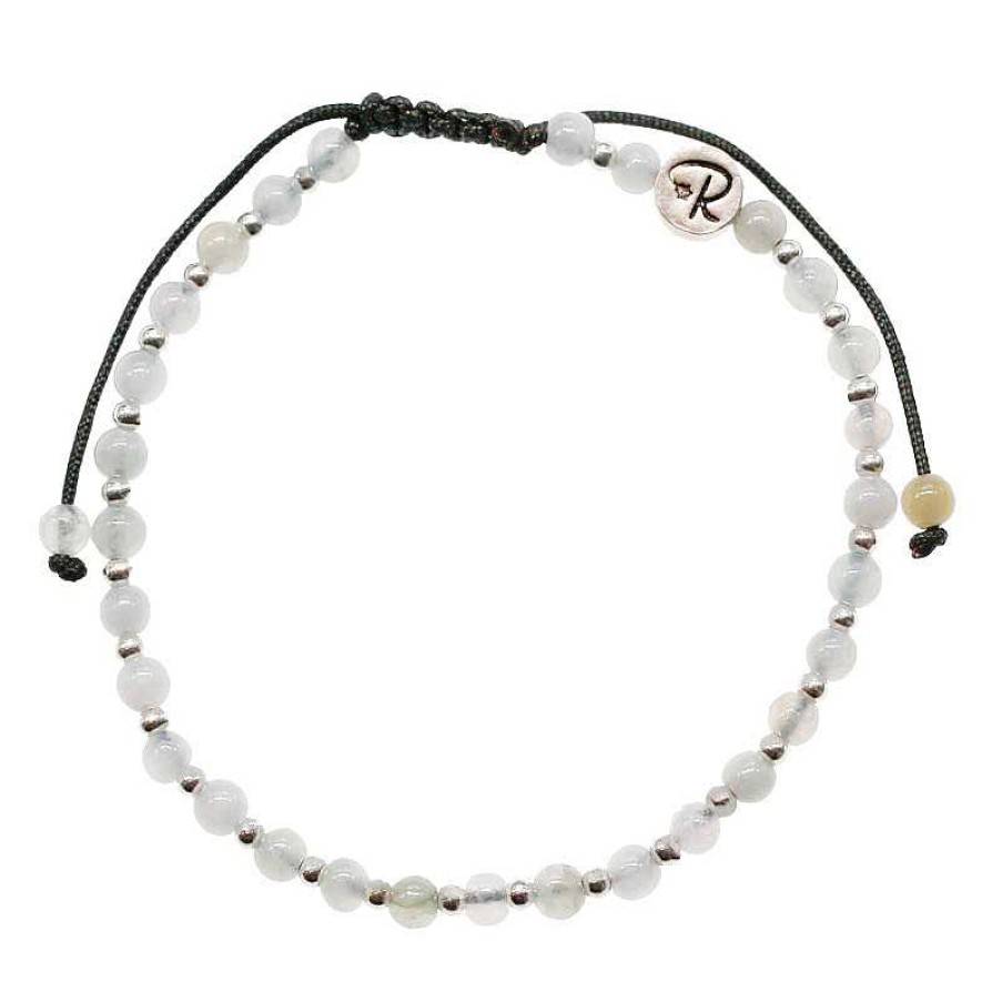 Reve de Jade | Bracelet Anka - Jade Blanc Et Argent 925