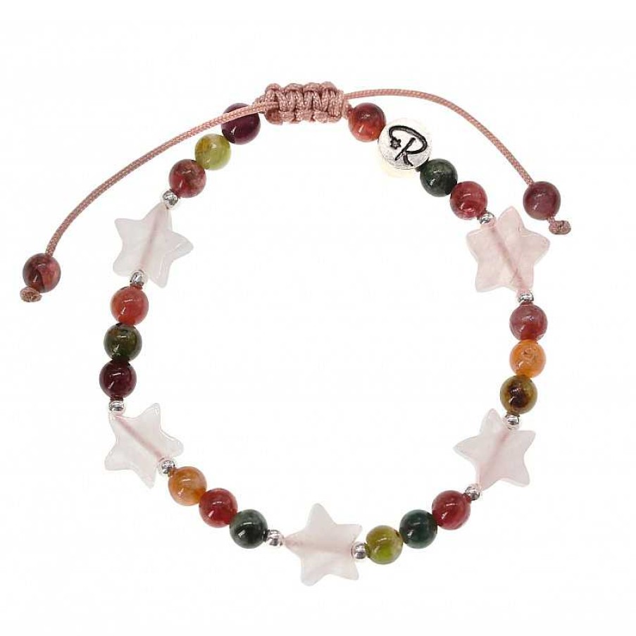 Reve de Jade | Bracelet Enfant " Toile Filante" - Jade Blanc, Agate Mousse Et Argent 925