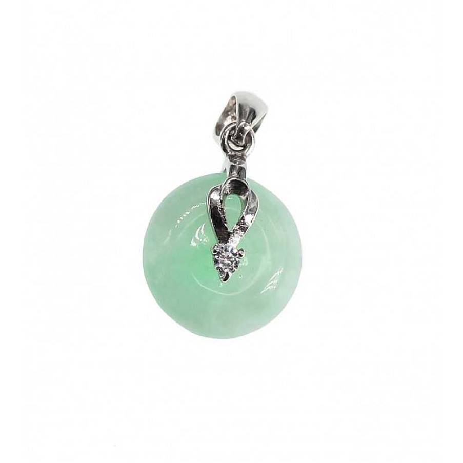 Reve de Jade | Pendentif Petit Disque En Jade Vert Et Argent 925