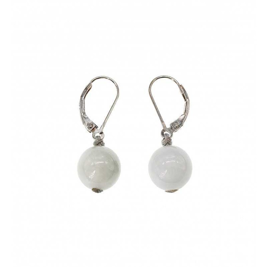 Reve de Jade | Boucles D'Oreilles Boule De Jade Blanc