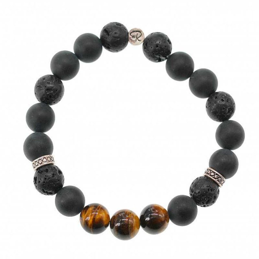 Reve de Jade | Bracelet Homme Trio En Labradorite, Agate Et Pierre De Lave