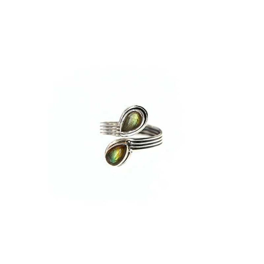 Reve de Jade | Bague Double Labradorite Et Argent 925