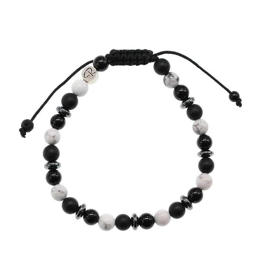 Reve de Jade | Bracelet De Couple - Howlite, Agate Noire Et Onyx