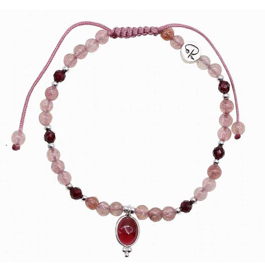 Reve de Jade | Bracelet Lumi Re - Quartz Fraise, Grenat Et Argent 925