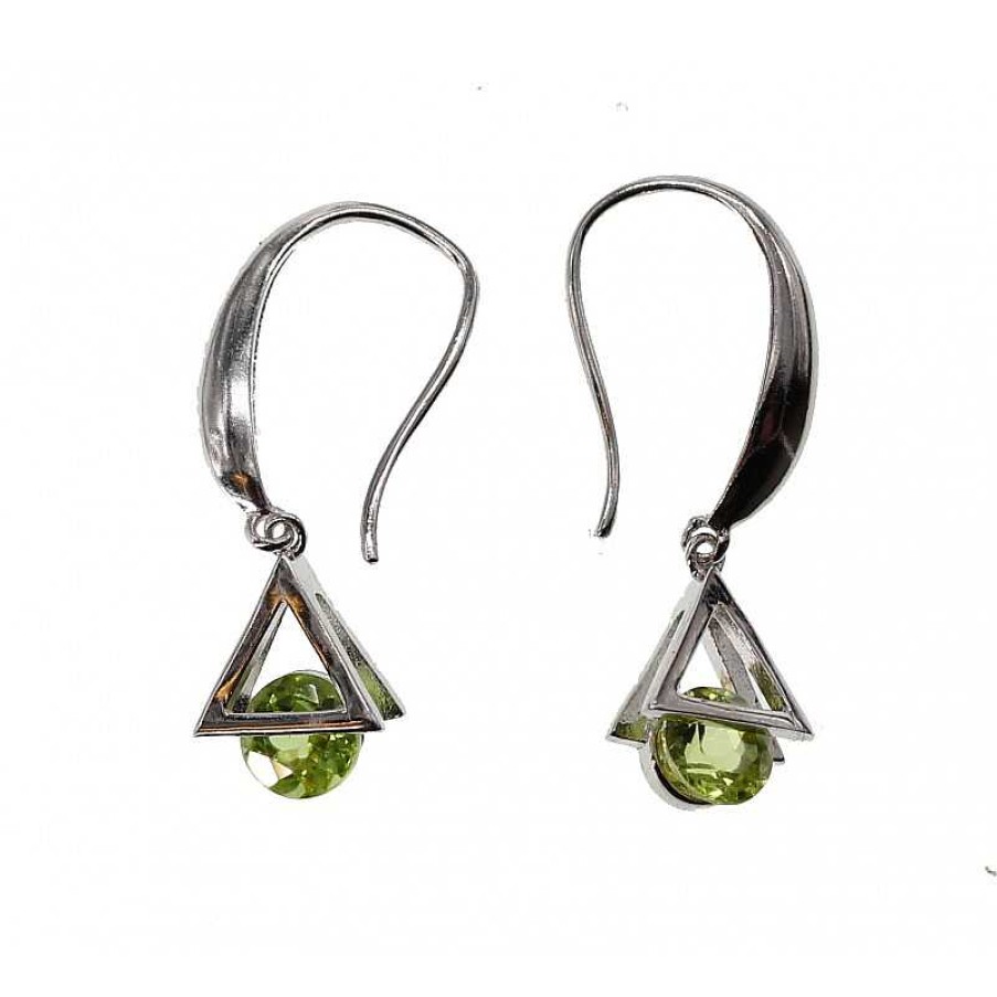 Reve de Jade | Boucles D'Oreille Triangle En Pierre Naturelle Et Argent 925