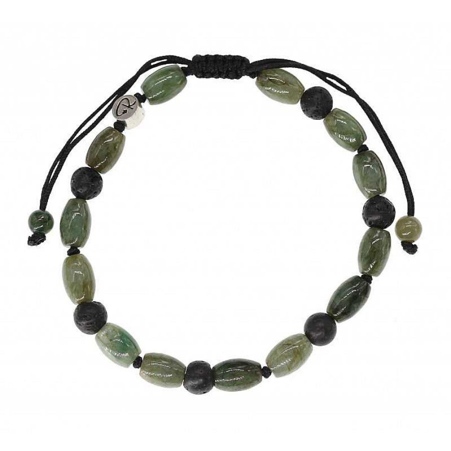 Reve de Jade | Bracelet Varuna - Jade Vert Et Pierre De Lave