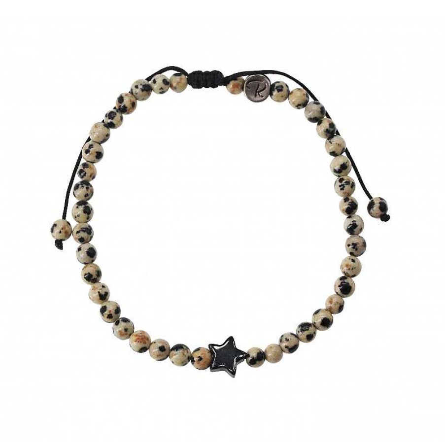 Reve de Jade | Bracelet Rock - Jaspe Dalmatien Et H Matite