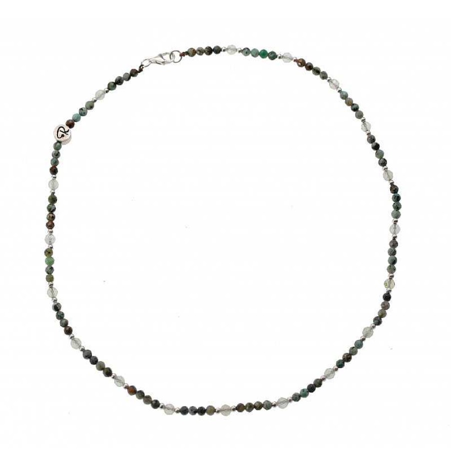 Reve de Jade | Collier Ras De Cou En Turquoise D'Afrique, Pr Hnite Et Argent 925