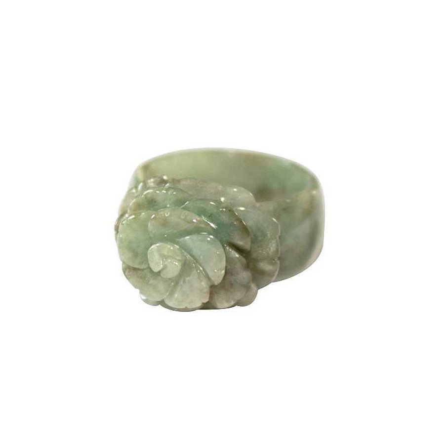 Reve de Jade | Bague Dahlia En Jade Vert