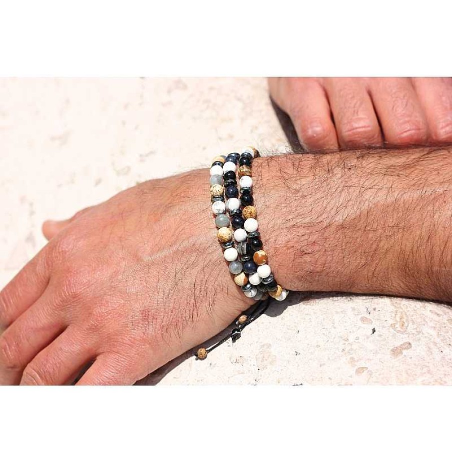 Reve de Jade | Bracelet Rapha L - Jaspe Paysage, Labradorite Et Howlite