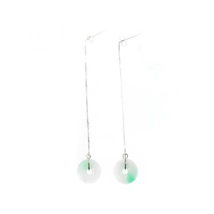 Reve de Jade | Boucles D'Oreilles Petits Disques De Jade Et A925