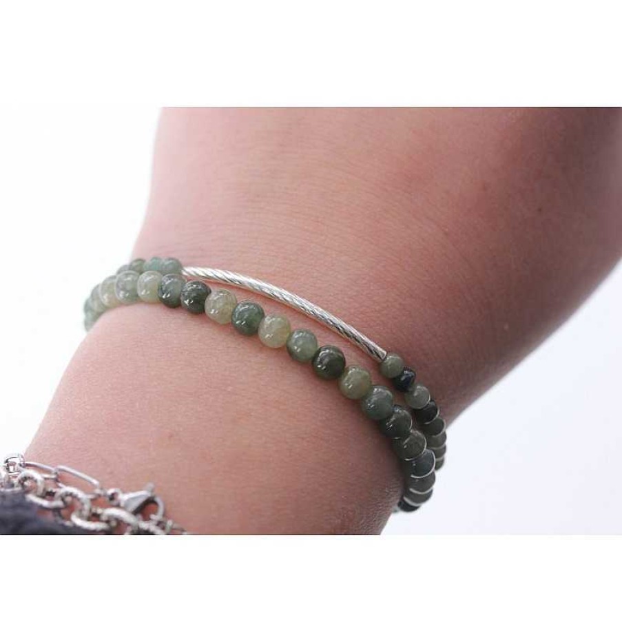 Reve de Jade | Bracelet Virage En Jade Vert Et Argent 925