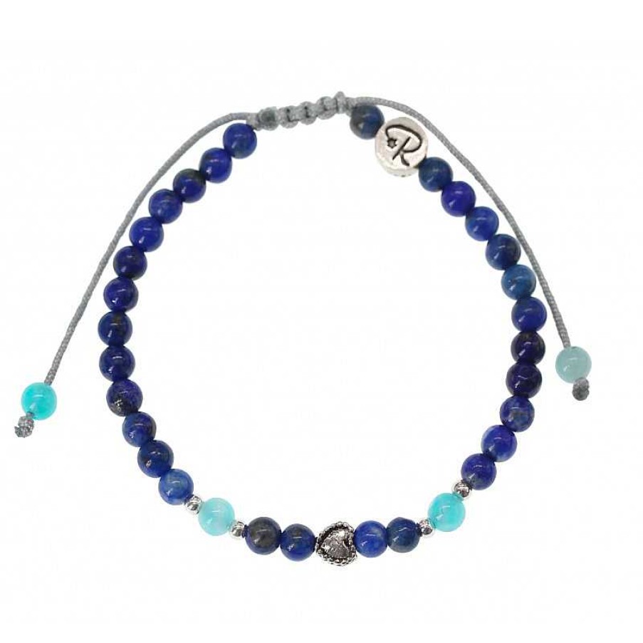 Reve de Jade | Bracelet Enfant "Joli Coeur" - Lapis Lazuli, Amazonite Et Argent 925